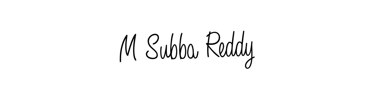 The best way (Angelique-Rose-font-FFP) to make a short signature is to pick only two or three words in your name. The name M Subba Reddy include a total of six letters. For converting this name. M Subba Reddy signature style 5 images and pictures png