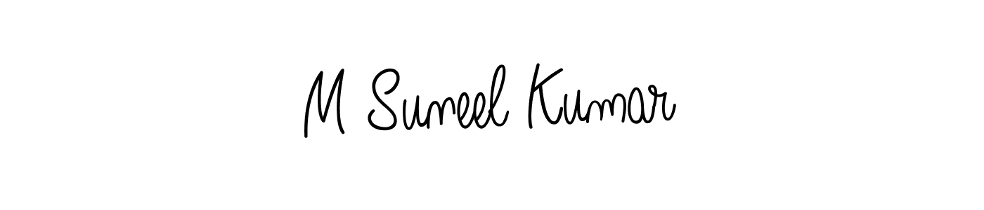 The best way (Angelique-Rose-font-FFP) to make a short signature is to pick only two or three words in your name. The name M Suneel Kumar include a total of six letters. For converting this name. M Suneel Kumar signature style 5 images and pictures png