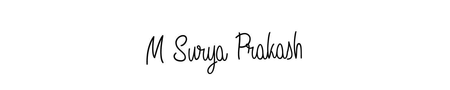 Make a beautiful signature design for name M Surya Prakash. With this signature (Angelique-Rose-font-FFP) style, you can create a handwritten signature for free. M Surya Prakash signature style 5 images and pictures png