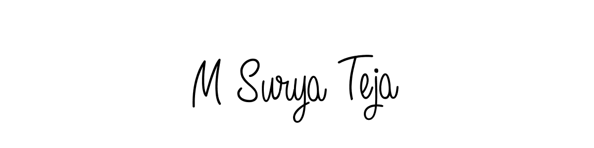 Design your own signature with our free online signature maker. With this signature software, you can create a handwritten (Angelique-Rose-font-FFP) signature for name M Surya Teja. M Surya Teja signature style 5 images and pictures png