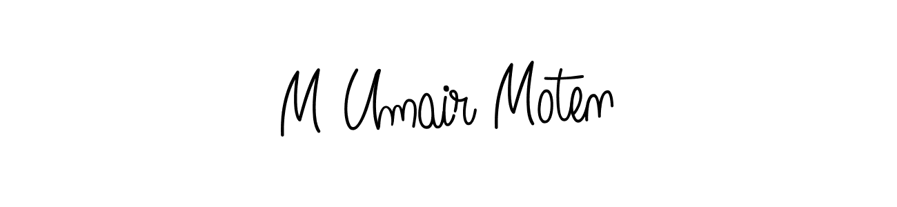 The best way (Angelique-Rose-font-FFP) to make a short signature is to pick only two or three words in your name. The name M Umair Moten include a total of six letters. For converting this name. M Umair Moten signature style 5 images and pictures png
