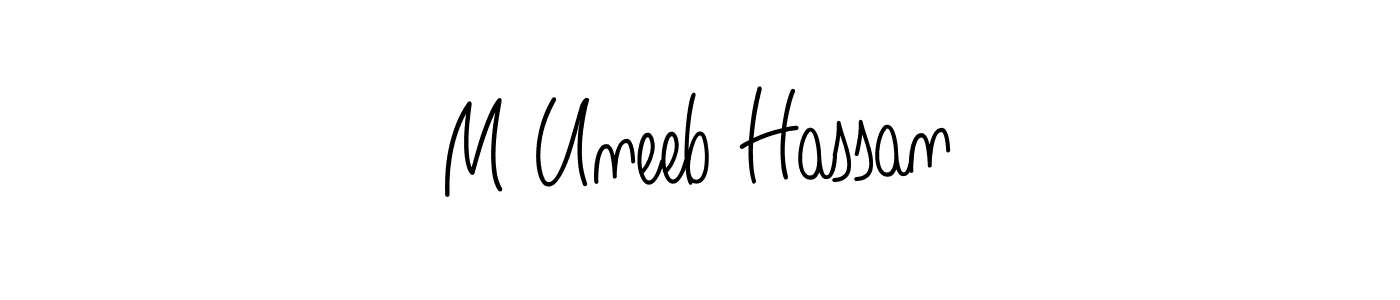 Angelique-Rose-font-FFP is a professional signature style that is perfect for those who want to add a touch of class to their signature. It is also a great choice for those who want to make their signature more unique. Get M Uneeb Hassan name to fancy signature for free. M Uneeb Hassan signature style 5 images and pictures png