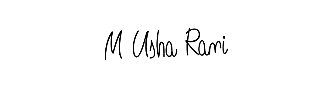 The best way (Angelique-Rose-font-FFP) to make a short signature is to pick only two or three words in your name. The name M Usha Rani include a total of six letters. For converting this name. M Usha Rani signature style 5 images and pictures png