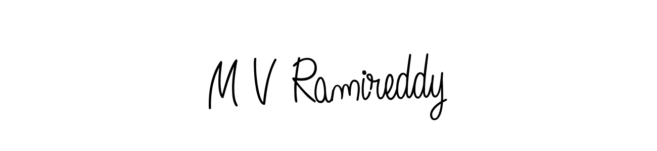 The best way (Angelique-Rose-font-FFP) to make a short signature is to pick only two or three words in your name. The name M V Ramireddy include a total of six letters. For converting this name. M V Ramireddy signature style 5 images and pictures png