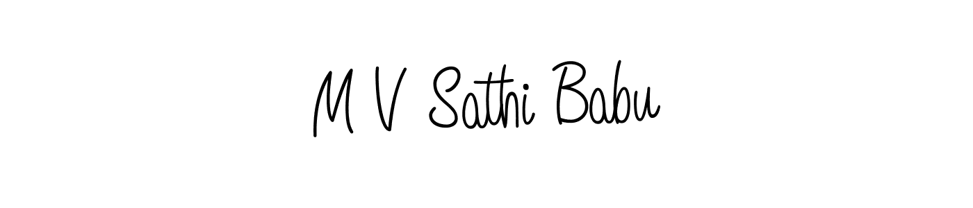 The best way (Angelique-Rose-font-FFP) to make a short signature is to pick only two or three words in your name. The name M V Sathi Babu include a total of six letters. For converting this name. M V Sathi Babu signature style 5 images and pictures png
