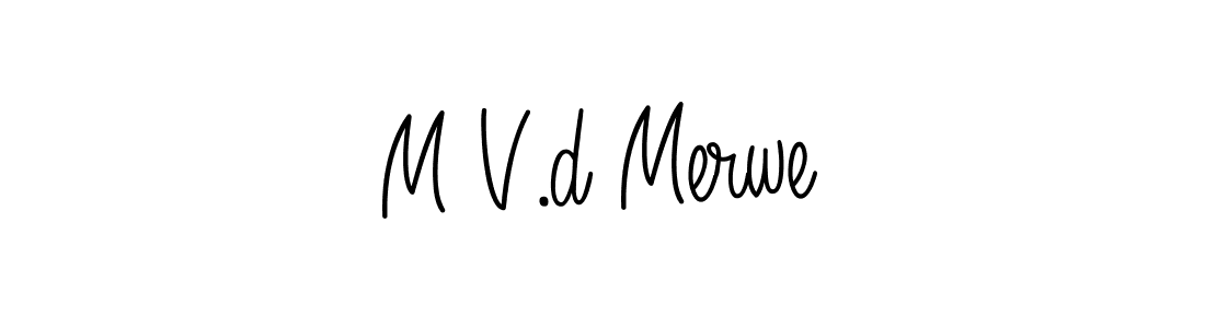 The best way (Angelique-Rose-font-FFP) to make a short signature is to pick only two or three words in your name. The name M V.d Merwe include a total of six letters. For converting this name. M V.d Merwe signature style 5 images and pictures png