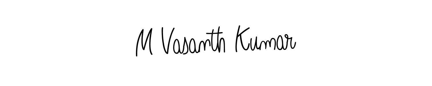 The best way (Angelique-Rose-font-FFP) to make a short signature is to pick only two or three words in your name. The name M Vasanth Kumar include a total of six letters. For converting this name. M Vasanth Kumar signature style 5 images and pictures png