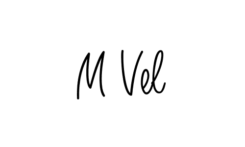 How to make M Vel name signature. Use Angelique-Rose-font-FFP style for creating short signs online. This is the latest handwritten sign. M Vel signature style 5 images and pictures png