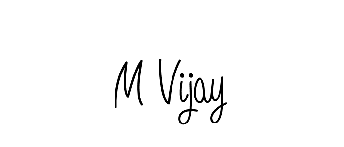 The best way (Angelique-Rose-font-FFP) to make a short signature is to pick only two or three words in your name. The name M Vijay include a total of six letters. For converting this name. M Vijay signature style 5 images and pictures png