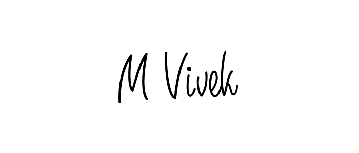 How to make M Vivek name signature. Use Angelique-Rose-font-FFP style for creating short signs online. This is the latest handwritten sign. M Vivek signature style 5 images and pictures png