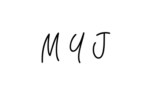 How to make M Y J name signature. Use Angelique-Rose-font-FFP style for creating short signs online. This is the latest handwritten sign. M Y J signature style 5 images and pictures png