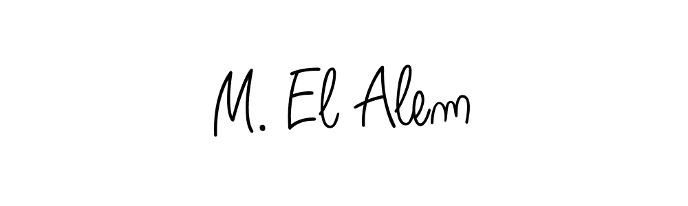 The best way (Angelique-Rose-font-FFP) to make a short signature is to pick only two or three words in your name. The name M. El Alem include a total of six letters. For converting this name. M. El Alem signature style 5 images and pictures png