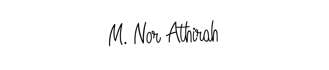 You should practise on your own different ways (Angelique-Rose-font-FFP) to write your name (M. Nor Athirah) in signature. don't let someone else do it for you. M. Nor Athirah signature style 5 images and pictures png