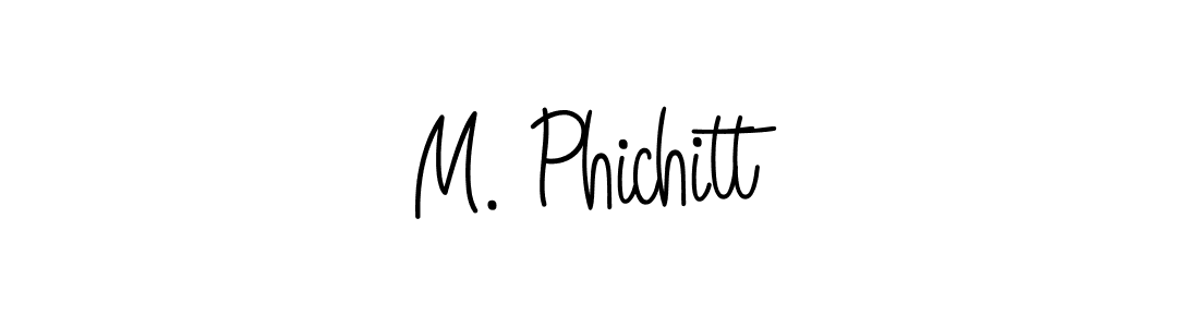 The best way (Angelique-Rose-font-FFP) to make a short signature is to pick only two or three words in your name. The name M. Phichitt include a total of six letters. For converting this name. M. Phichitt signature style 5 images and pictures png