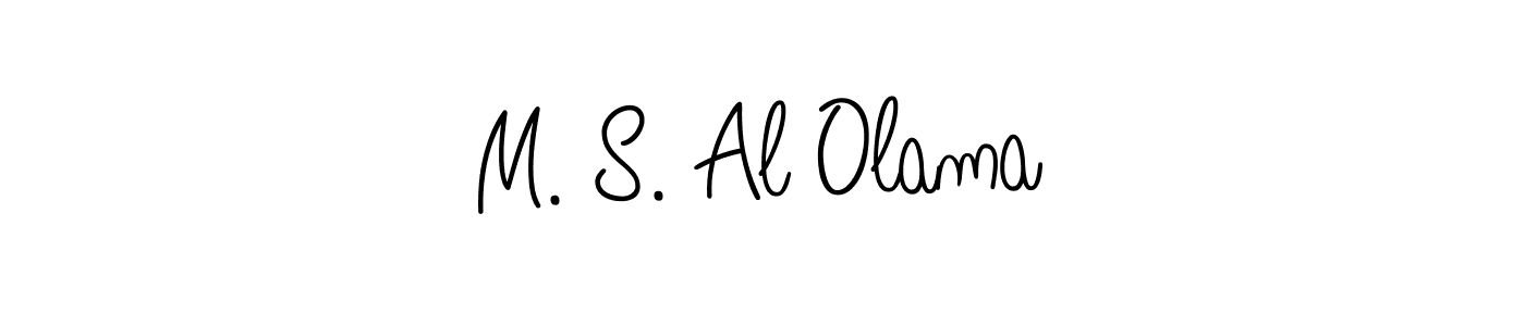 You should practise on your own different ways (Angelique-Rose-font-FFP) to write your name (M. S. Al Olama) in signature. don't let someone else do it for you. M. S. Al Olama signature style 5 images and pictures png