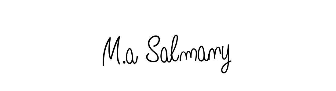 Use a signature maker to create a handwritten signature online. With this signature software, you can design (Angelique-Rose-font-FFP) your own signature for name M.a Salmany. M.a Salmany signature style 5 images and pictures png