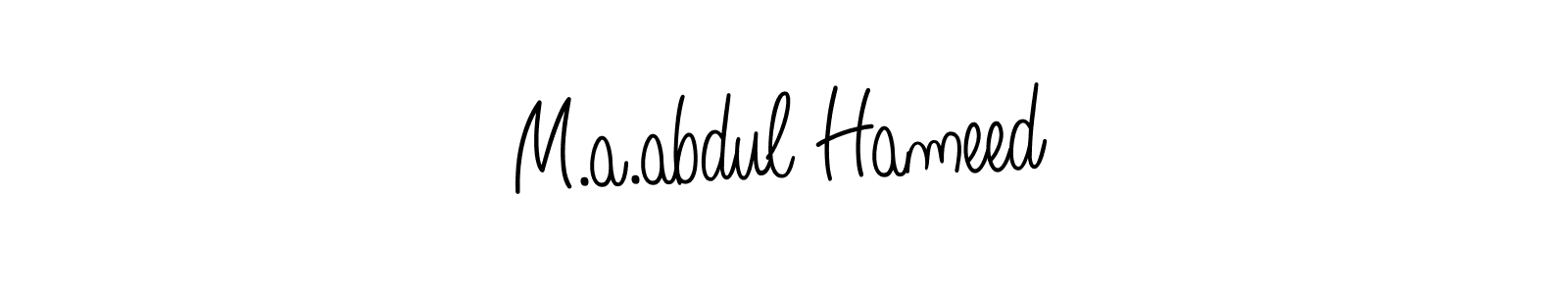 You should practise on your own different ways (Angelique-Rose-font-FFP) to write your name (M.a.abdul Hameed) in signature. don't let someone else do it for you. M.a.abdul Hameed signature style 5 images and pictures png