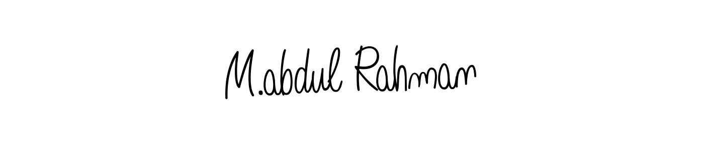 Use a signature maker to create a handwritten signature online. With this signature software, you can design (Angelique-Rose-font-FFP) your own signature for name M.abdul Rahman. M.abdul Rahman signature style 5 images and pictures png