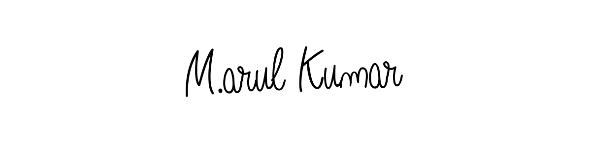 The best way (Angelique-Rose-font-FFP) to make a short signature is to pick only two or three words in your name. The name M.arul Kumar include a total of six letters. For converting this name. M.arul Kumar signature style 5 images and pictures png