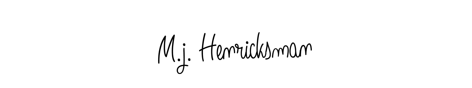 The best way (Angelique-Rose-font-FFP) to make a short signature is to pick only two or three words in your name. The name M.j. Henricksman include a total of six letters. For converting this name. M.j. Henricksman signature style 5 images and pictures png