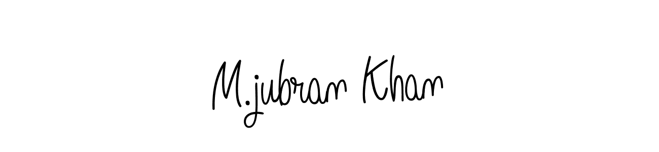 You should practise on your own different ways (Angelique-Rose-font-FFP) to write your name (M.jubran Khan) in signature. don't let someone else do it for you. M.jubran Khan signature style 5 images and pictures png