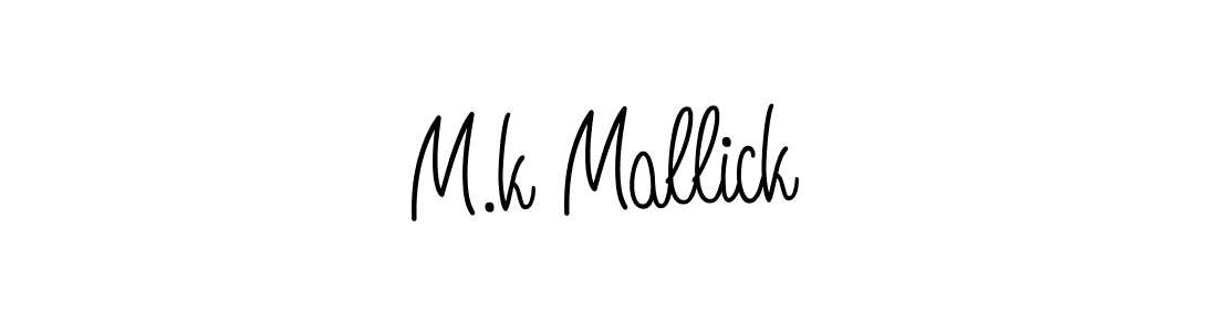 The best way (Angelique-Rose-font-FFP) to make a short signature is to pick only two or three words in your name. The name M.k Mallick include a total of six letters. For converting this name. M.k Mallick signature style 5 images and pictures png