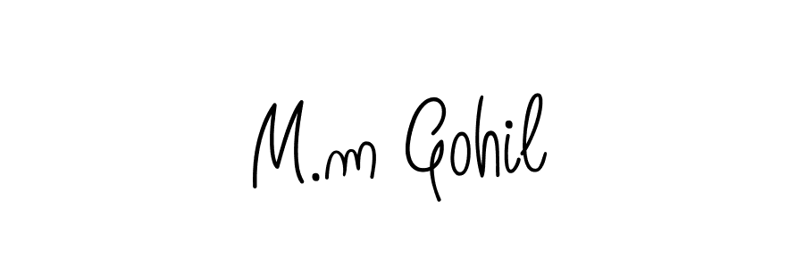 How to make M.m Gohil name signature. Use Angelique-Rose-font-FFP style for creating short signs online. This is the latest handwritten sign. M.m Gohil signature style 5 images and pictures png
