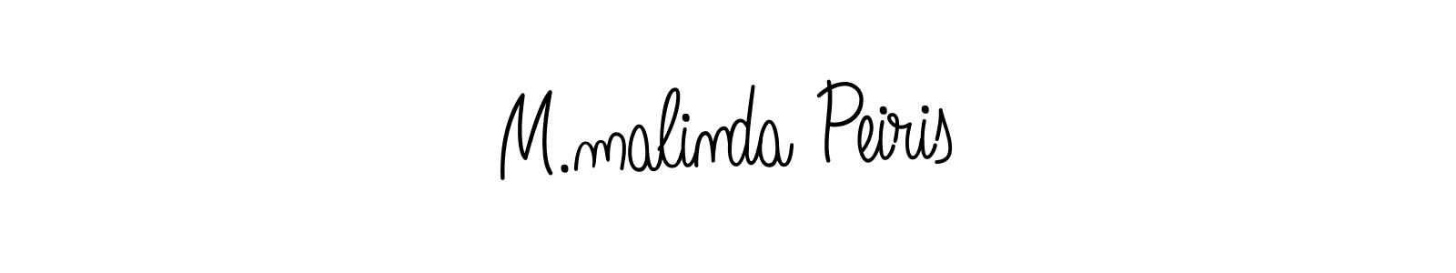 The best way (Angelique-Rose-font-FFP) to make a short signature is to pick only two or three words in your name. The name M.malinda Peiris include a total of six letters. For converting this name. M.malinda Peiris signature style 5 images and pictures png