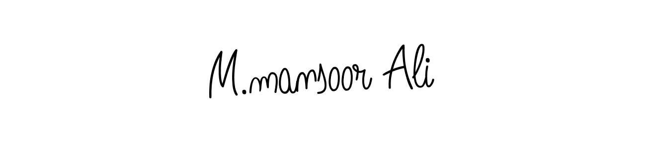 Use a signature maker to create a handwritten signature online. With this signature software, you can design (Angelique-Rose-font-FFP) your own signature for name M.mansoor Ali. M.mansoor Ali signature style 5 images and pictures png