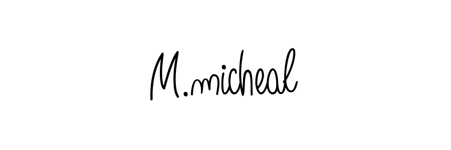 How to make M.micheal name signature. Use Angelique-Rose-font-FFP style for creating short signs online. This is the latest handwritten sign. M.micheal signature style 5 images and pictures png