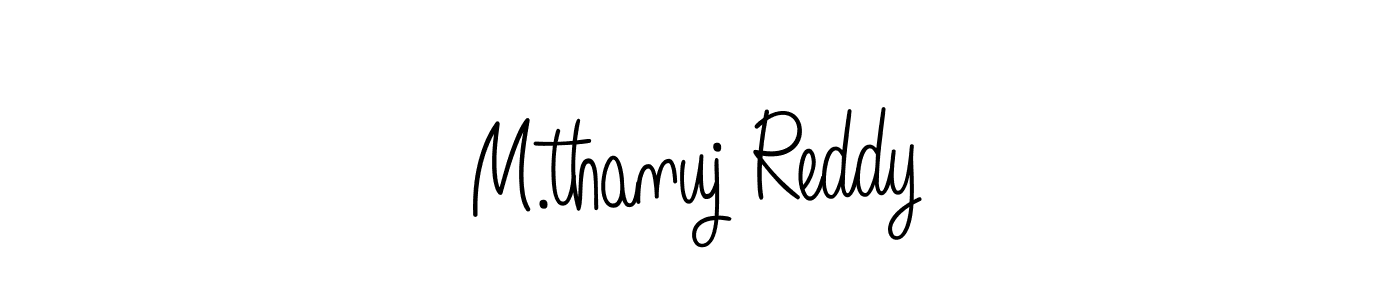 The best way (Angelique-Rose-font-FFP) to make a short signature is to pick only two or three words in your name. The name M.thanuj Reddy include a total of six letters. For converting this name. M.thanuj Reddy signature style 5 images and pictures png