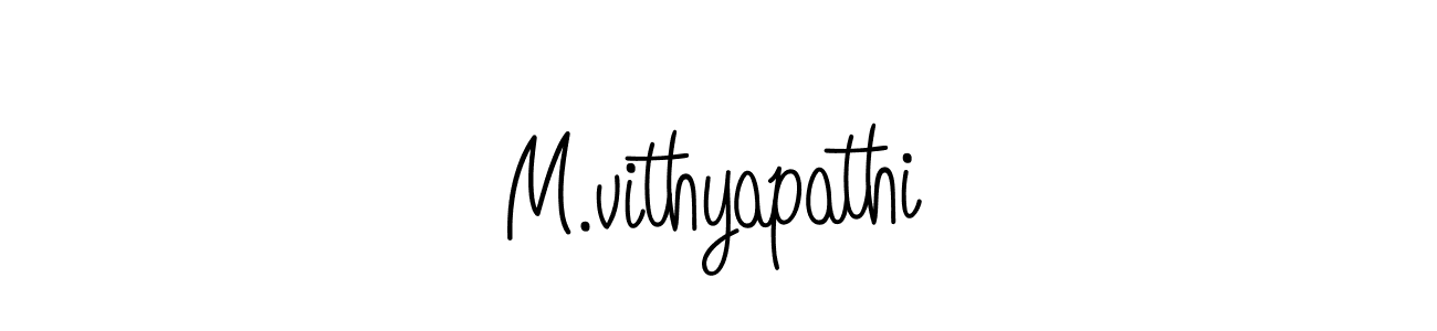 The best way (Angelique-Rose-font-FFP) to make a short signature is to pick only two or three words in your name. The name M.vithyapathi include a total of six letters. For converting this name. M.vithyapathi signature style 5 images and pictures png