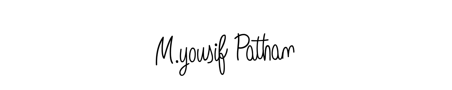 How to make M.yousif Pathan name signature. Use Angelique-Rose-font-FFP style for creating short signs online. This is the latest handwritten sign. M.yousif Pathan signature style 5 images and pictures png