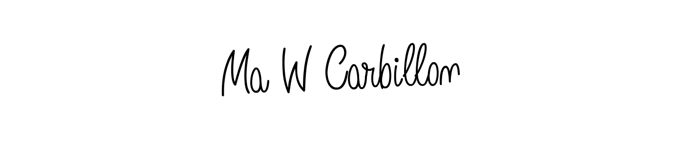Create a beautiful signature design for name Ma W Carbillon. With this signature (Angelique-Rose-font-FFP) fonts, you can make a handwritten signature for free. Ma W Carbillon signature style 5 images and pictures png