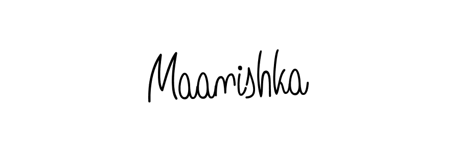 Use a signature maker to create a handwritten signature online. With this signature software, you can design (Angelique-Rose-font-FFP) your own signature for name Maanishka. Maanishka signature style 5 images and pictures png