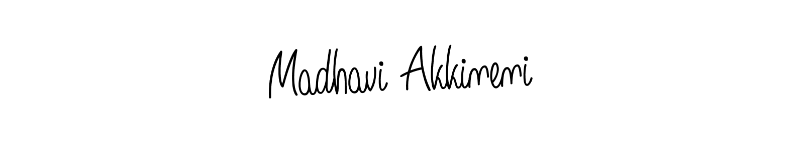 You should practise on your own different ways (Angelique-Rose-font-FFP) to write your name (Madhavi Akkineni) in signature. don't let someone else do it for you. Madhavi Akkineni signature style 5 images and pictures png