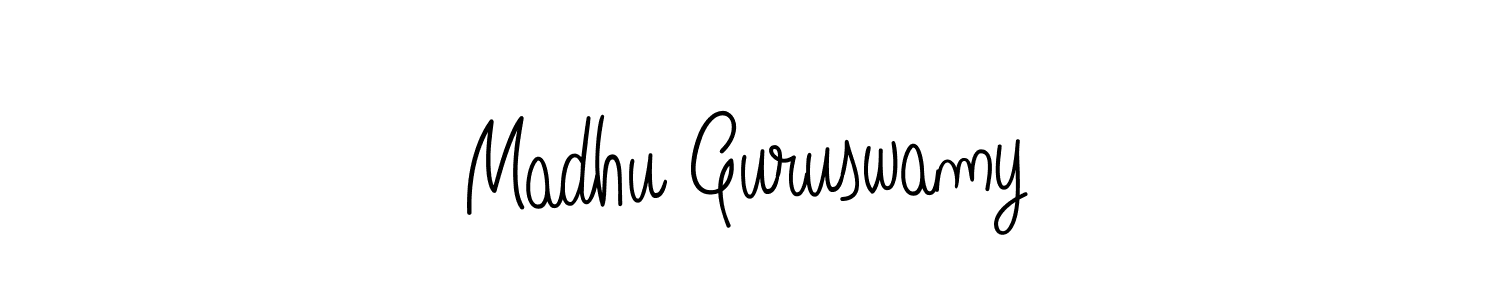 Use a signature maker to create a handwritten signature online. With this signature software, you can design (Angelique-Rose-font-FFP) your own signature for name Madhu Guruswamy. Madhu Guruswamy signature style 5 images and pictures png