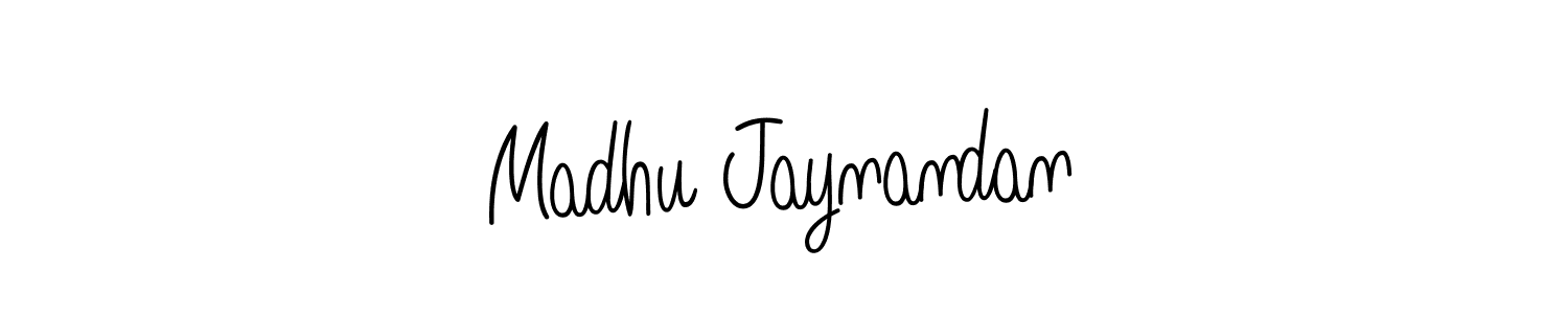 How to make Madhu Jaynandan name signature. Use Angelique-Rose-font-FFP style for creating short signs online. This is the latest handwritten sign. Madhu Jaynandan signature style 5 images and pictures png