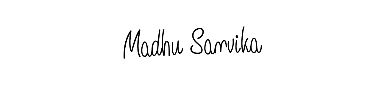 Madhu Sanvika stylish signature style. Best Handwritten Sign (Angelique-Rose-font-FFP) for my name. Handwritten Signature Collection Ideas for my name Madhu Sanvika. Madhu Sanvika signature style 5 images and pictures png