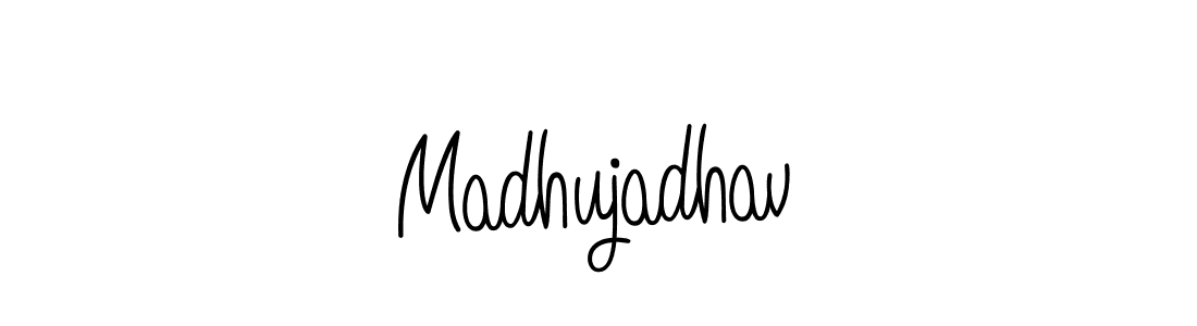 Make a beautiful signature design for name Madhujadhav. With this signature (Angelique-Rose-font-FFP) style, you can create a handwritten signature for free. Madhujadhav signature style 5 images and pictures png