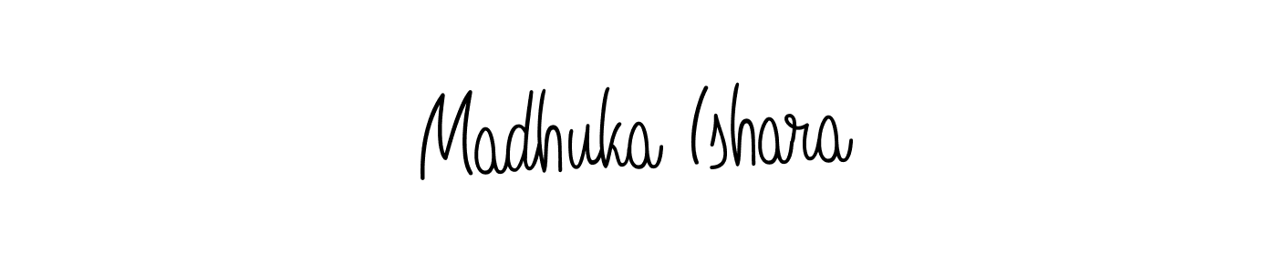 How to make Madhuka Ishara name signature. Use Angelique-Rose-font-FFP style for creating short signs online. This is the latest handwritten sign. Madhuka Ishara signature style 5 images and pictures png