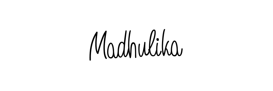 How to make Madhulika name signature. Use Angelique-Rose-font-FFP style for creating short signs online. This is the latest handwritten sign. Madhulika signature style 5 images and pictures png