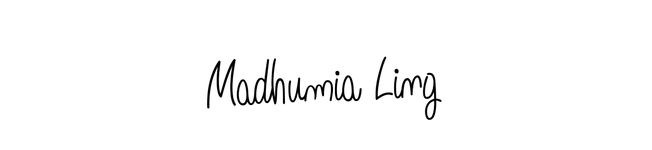 The best way (Angelique-Rose-font-FFP) to make a short signature is to pick only two or three words in your name. The name Madhumia Ling include a total of six letters. For converting this name. Madhumia Ling signature style 5 images and pictures png