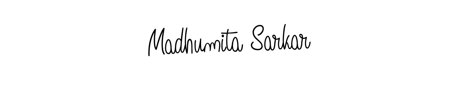 You should practise on your own different ways (Angelique-Rose-font-FFP) to write your name (Madhumita Sarkar) in signature. don't let someone else do it for you. Madhumita Sarkar signature style 5 images and pictures png