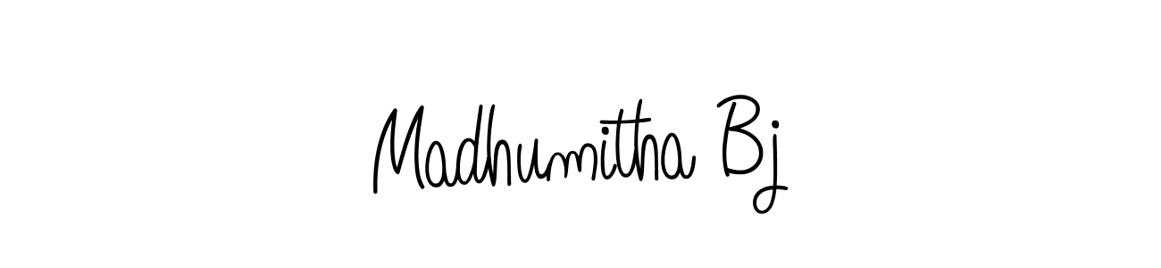 You should practise on your own different ways (Angelique-Rose-font-FFP) to write your name (Madhumitha Bj) in signature. don't let someone else do it for you. Madhumitha Bj signature style 5 images and pictures png