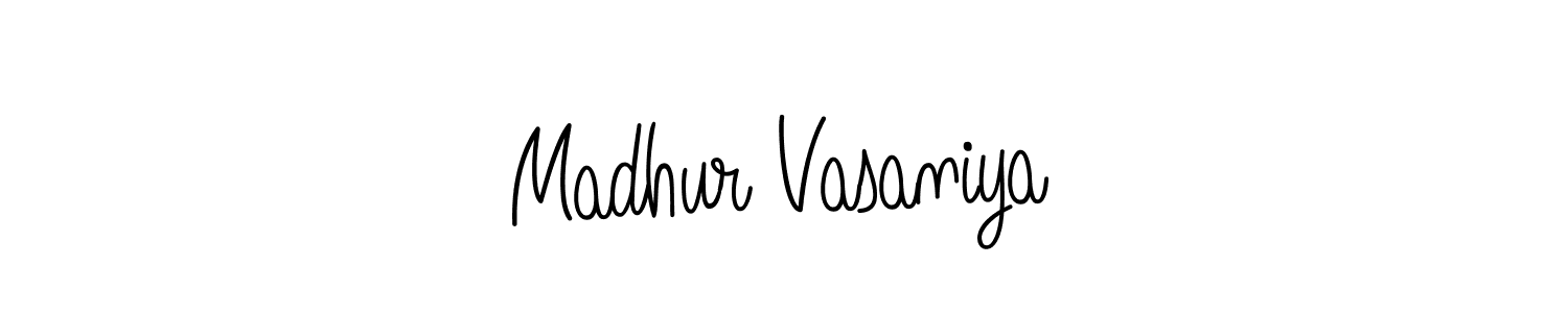 Use a signature maker to create a handwritten signature online. With this signature software, you can design (Angelique-Rose-font-FFP) your own signature for name Madhur Vasaniya. Madhur Vasaniya signature style 5 images and pictures png