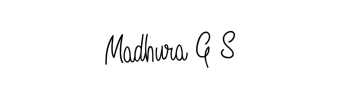 How to make Madhura G S name signature. Use Angelique-Rose-font-FFP style for creating short signs online. This is the latest handwritten sign. Madhura G S signature style 5 images and pictures png