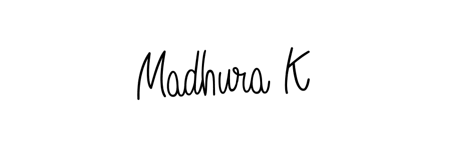 if you are searching for the best signature style for your name Madhura K. so please give up your signature search. here we have designed multiple signature styles  using Angelique-Rose-font-FFP. Madhura K signature style 5 images and pictures png