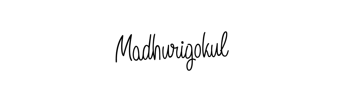 The best way (Angelique-Rose-font-FFP) to make a short signature is to pick only two or three words in your name. The name Madhurigokul include a total of six letters. For converting this name. Madhurigokul signature style 5 images and pictures png