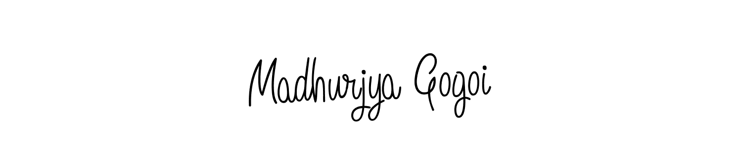 How to make Madhurjya Gogoi name signature. Use Angelique-Rose-font-FFP style for creating short signs online. This is the latest handwritten sign. Madhurjya Gogoi signature style 5 images and pictures png